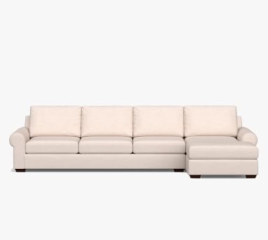 Big Sur Roll Arm Upholstered Left Arm Loveseat with Chaise Sectional, Down Blend Wrapped Cushions, Chenille Basketweave Pebble - Image 2