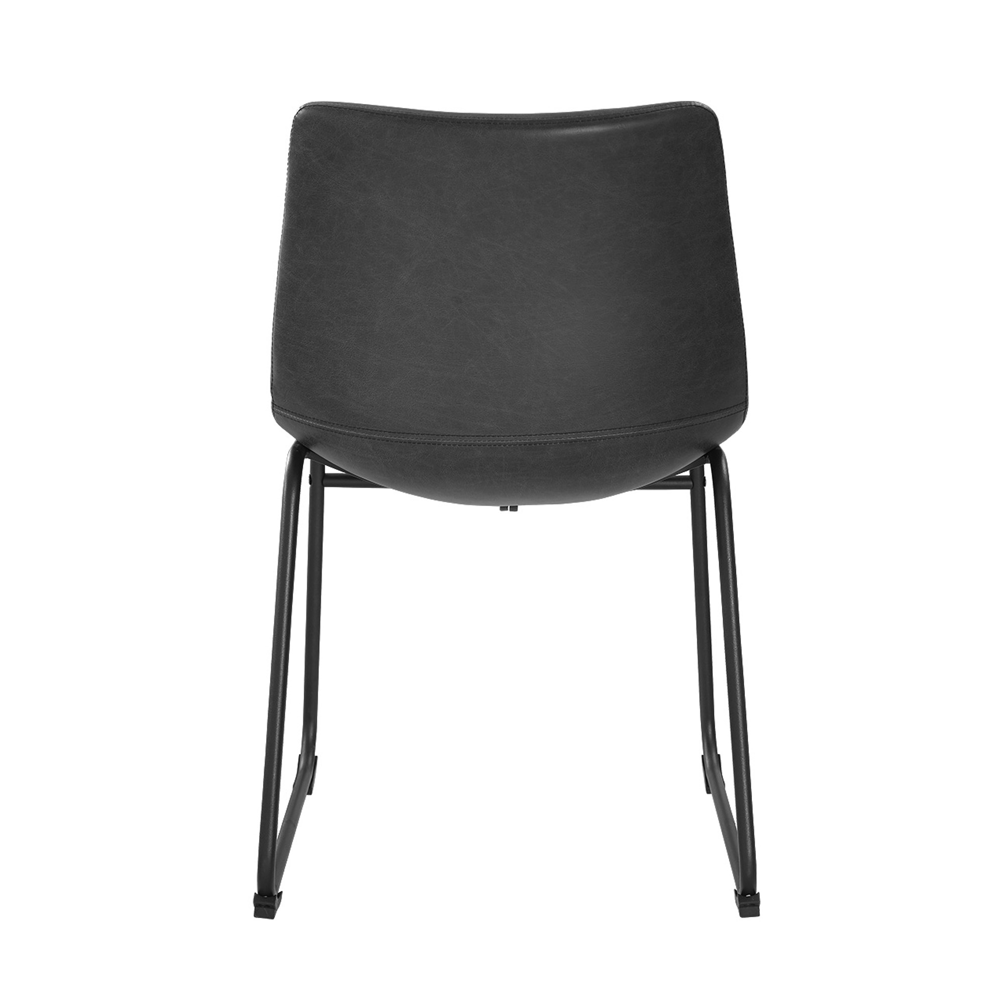 18" Industrial Faux Leather Dining Chair, Set of 2 - Black - Image 3