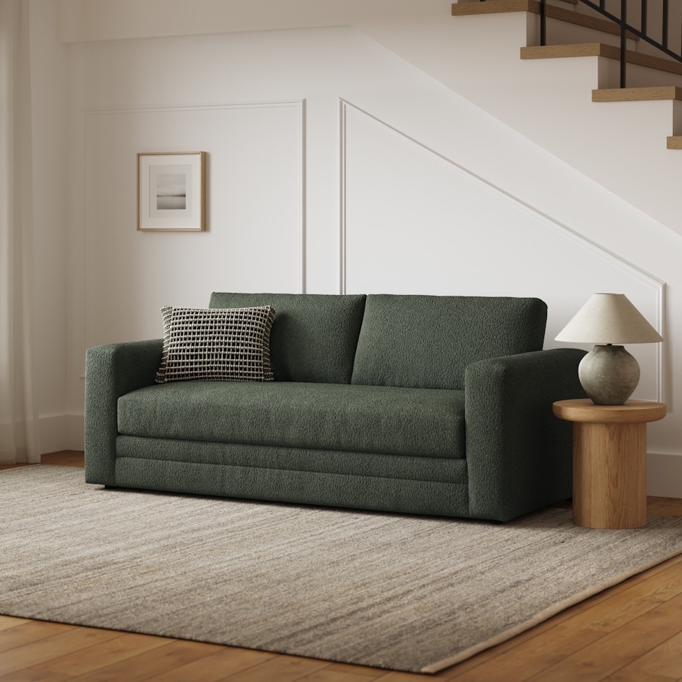 Riley 84" Storage Sofa - Green Wool Bouclé - Image 0