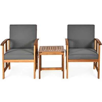 3PC Solid Wood Raeanah Patio Sofa Furniture Set-Gray - Image 0
