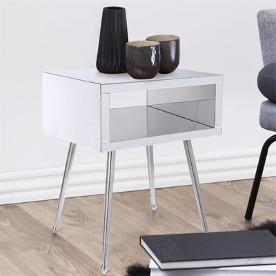 Mirrored Nightstand End Tables Bedside Table - Image 0