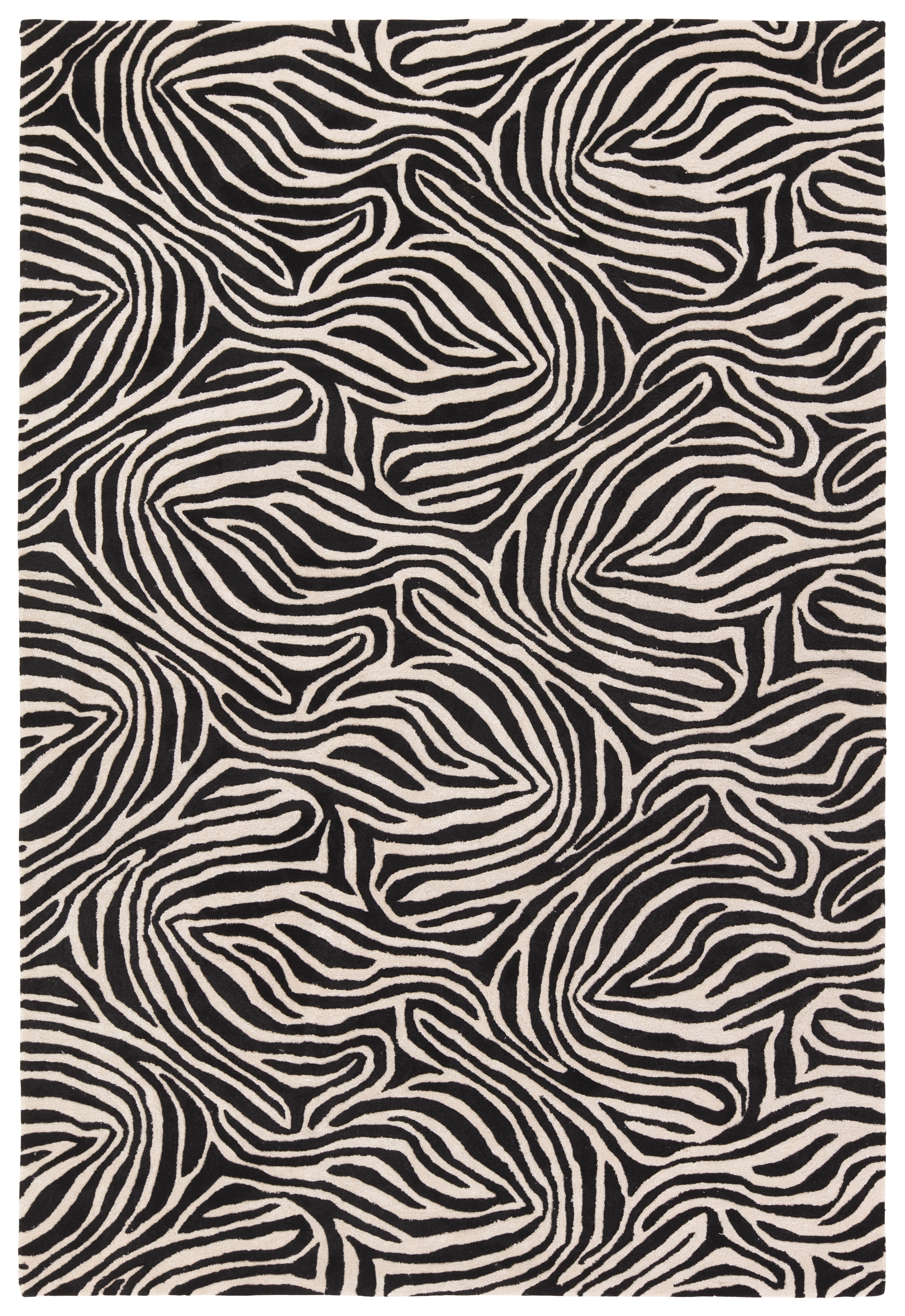 Collide CLN18 Handmade Animal Print Black and White Area Rug (8'x10') - Image 0