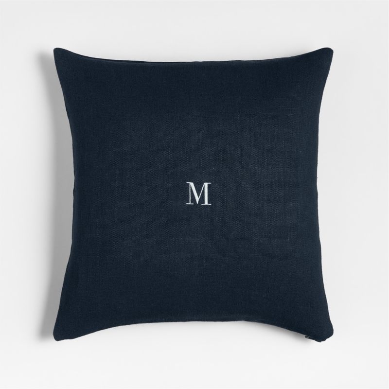 Relaxed Linen 20"x20" Deep Indigo Layering Throw Pillow with Feather Insert - Image 3