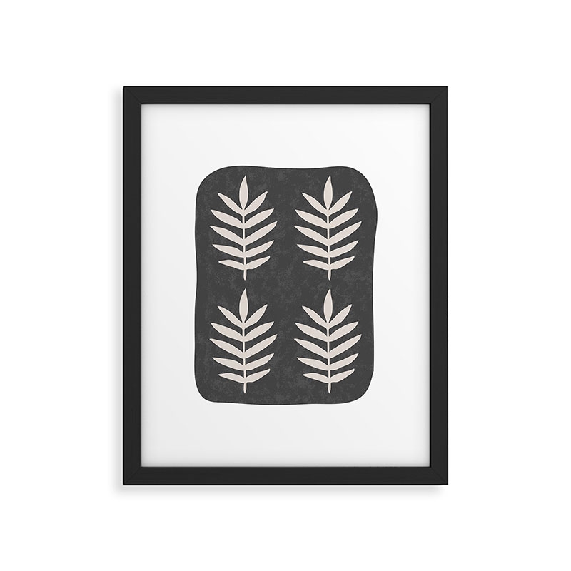 Palm Pattern Black Cream by Pauline Stanley - Framed Art Print Modern Black 8" x 10" - Image 0