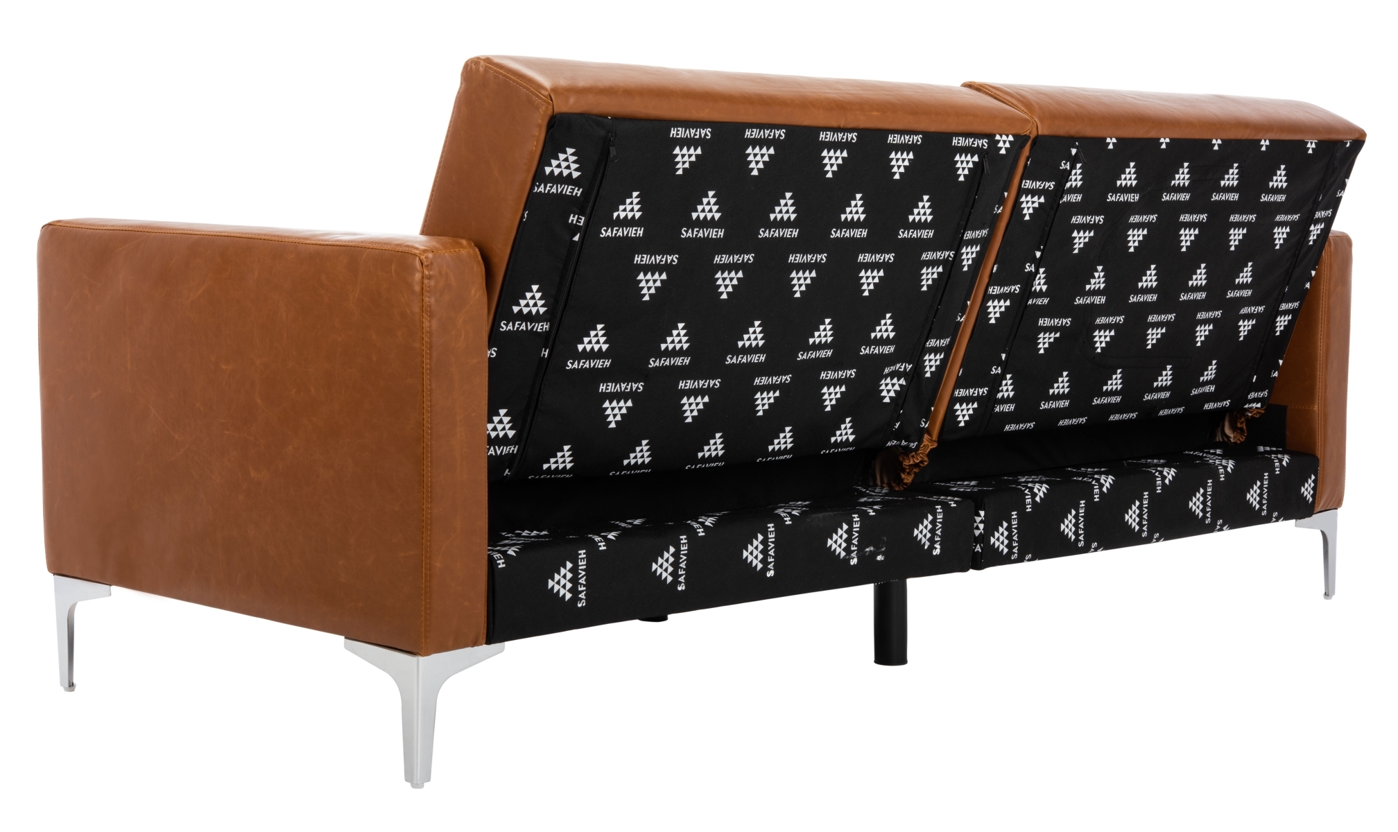 Chelsea Foldable Futon Bed - Cognac / Chrome - Safavieh - Image 7