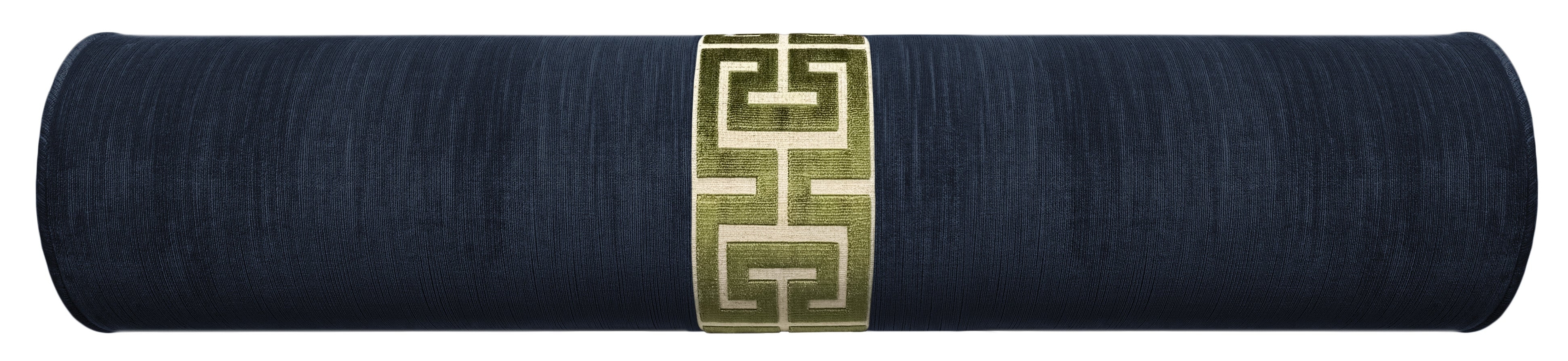 THE BOLSTER :: STRIE VELVET // NAVY BLUE + GREEK TRIM - Sample 4" X 4" / Olive / 1 pieces (Centered) - Image 0