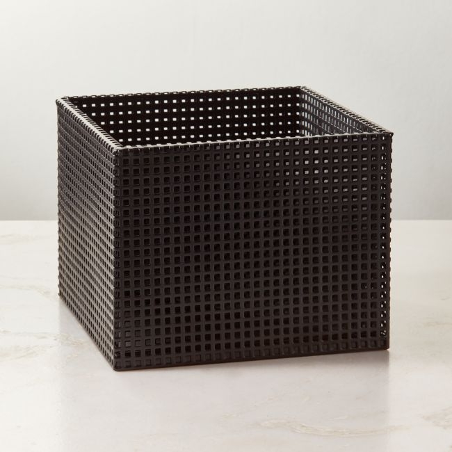 Tegan Black Perforated Metal Storage Basket Small - Image 0