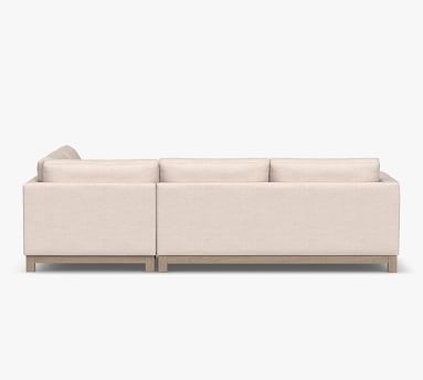 Jake Upholstered Right Sofa Return Bumper Sectional with Wood Legs, Polyester Wrapped Cushions, Chenille Basketweave Pebble - Image 4