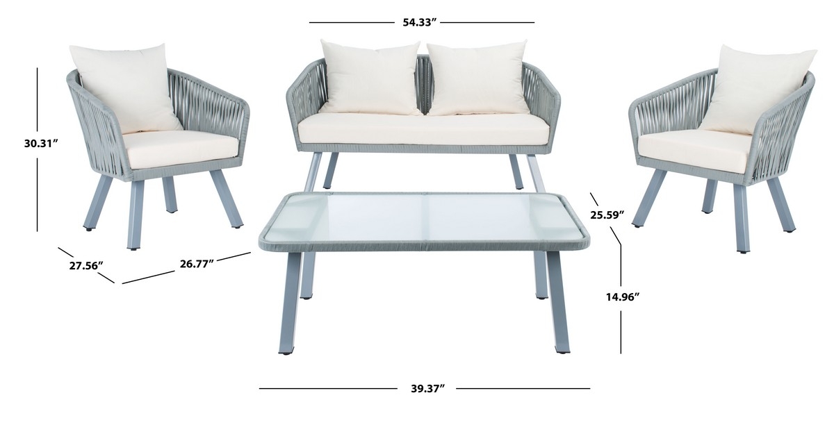 Jorda 4 Pc Rope Living Set - Grey/Beige - Safavieh - Image 8