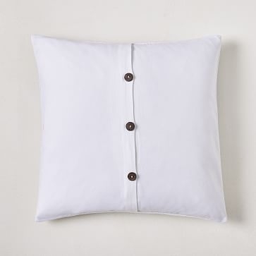 Crewel Wavy Cutouts Pillow Cover, Deep Sky Blue, 18"x18" - Image 1