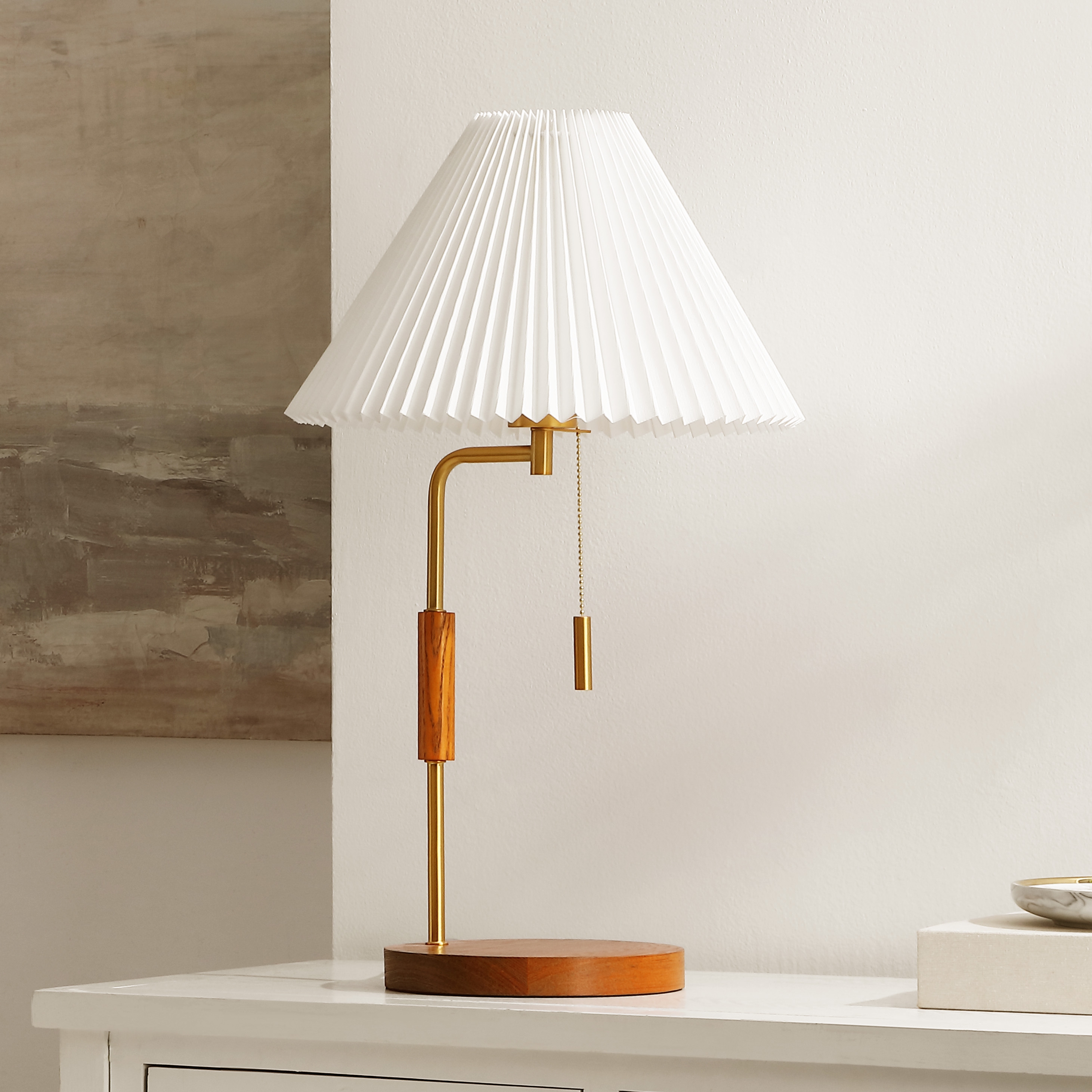 Jonah 24" Table Lamp - Walnut / Brass - Safavieh - Image 1