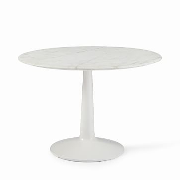 Liv Dining Table, 60", White Marble &amp;, White, White Marble - Image 1