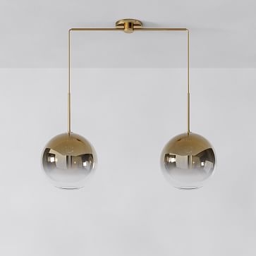 Sculptural 2-Light Pendant, Globe Small, Gold Ombre, Antique Brass, 8" - Image 3