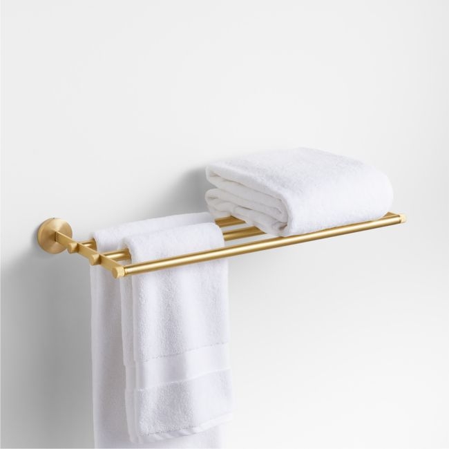 Modern Fluted Brushed Brass Wall-Mounted Bathroom Towel Rack - Image 0