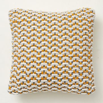 Outdoor Basket Weave Pillow, Dark Horseradish, 20"x20" - Image 0