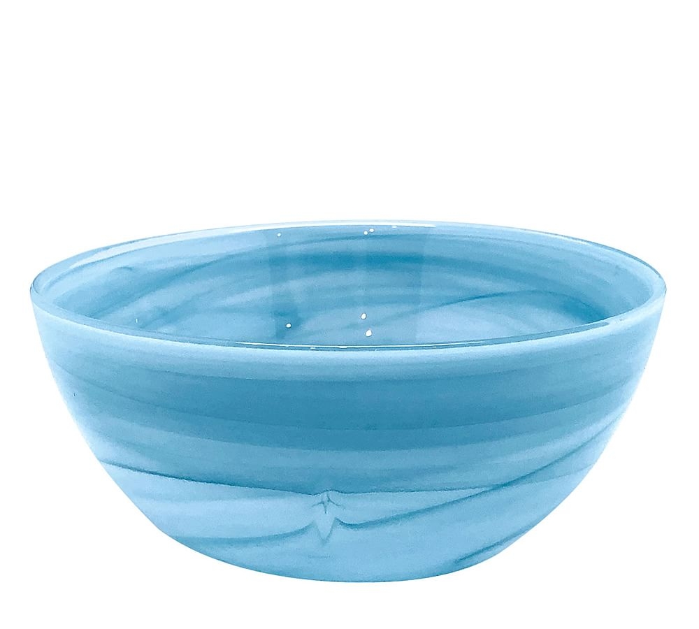 Alabaster Glass Cereal Bowls, Set of 4 - Aqua - Image 0