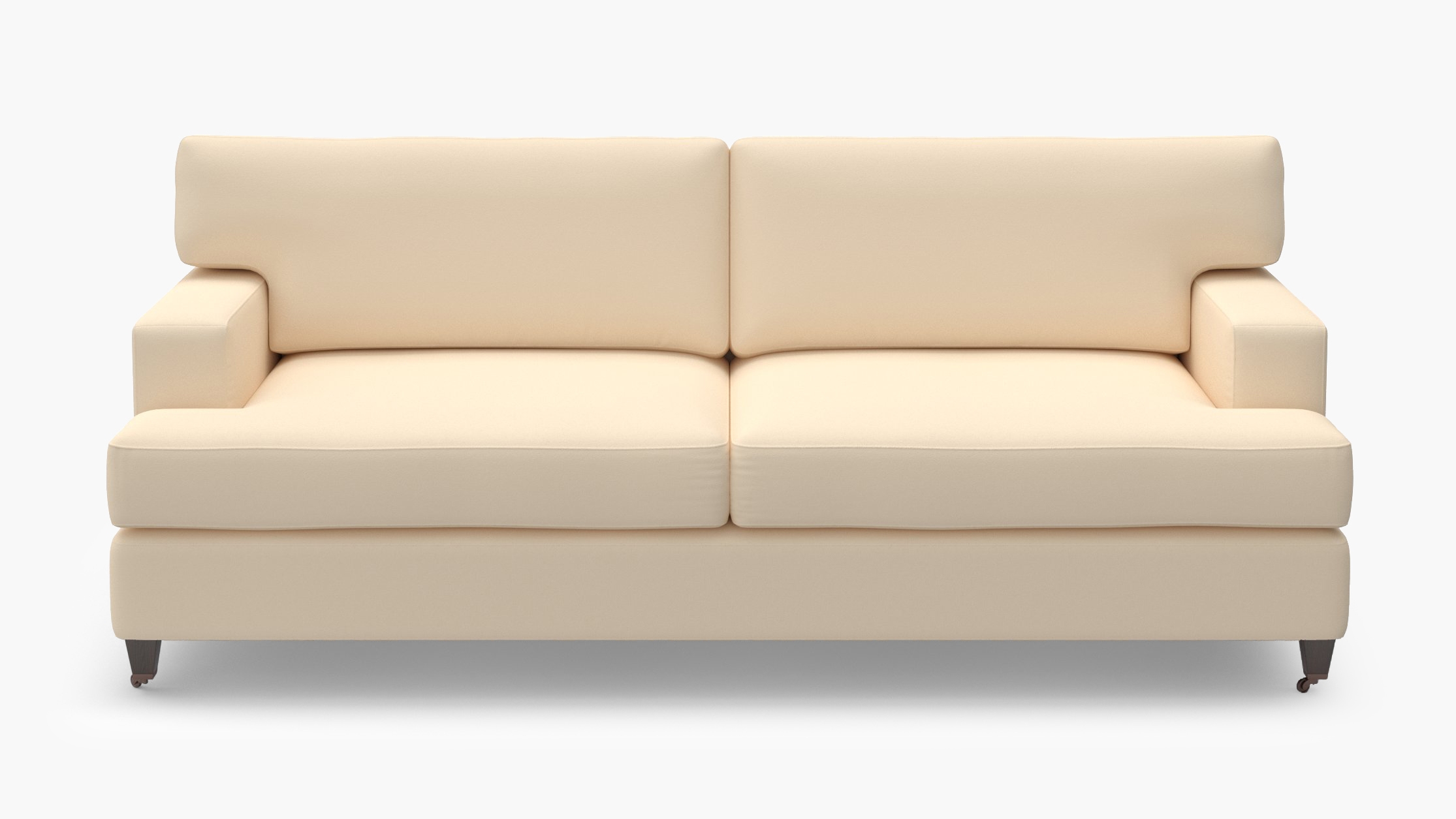 Classic Sofa, Flax Twill, Espresso with Antique Brass Caster - Image 0