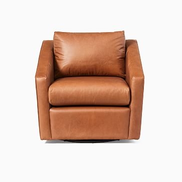 Tessa Swivel Chair, Poly, Vegan Leather, Saddle, Concealed Support - Image 2