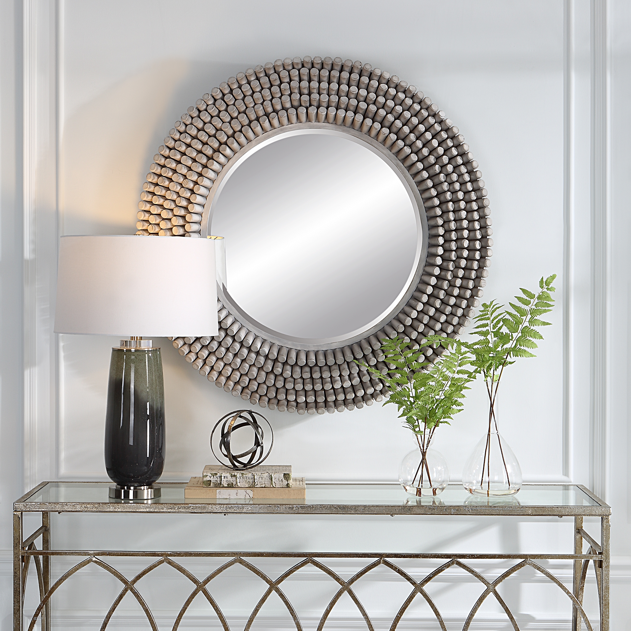 Portside Round Gray Mirror - Image 1