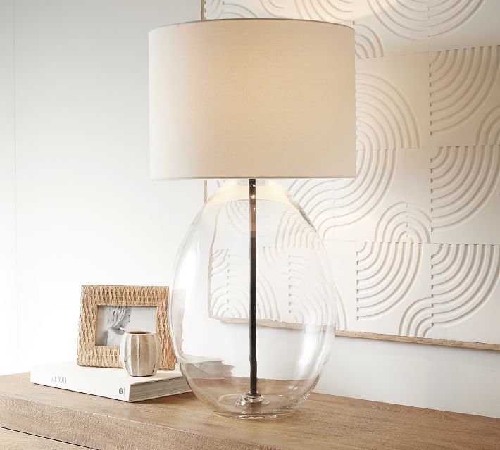 Bennett Recycled Glass Table Lamp, Bronze, Large with XL White SS Gallery Shade - Image 1