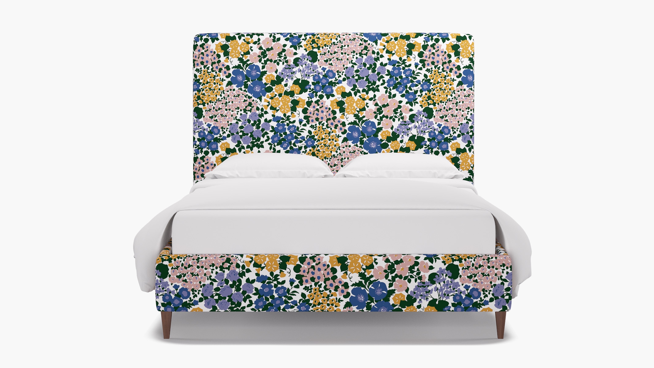 Classic Bed, Lavender Million Flowers, Walnut Square Tapered Leg, Twin - Image 0