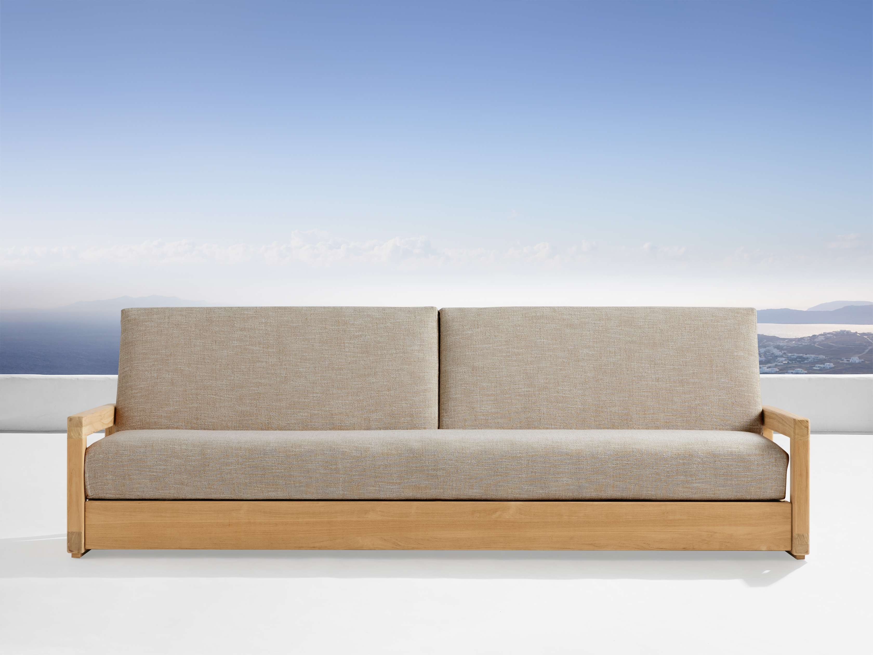 Westport Outdoor Sofa in Wood Natural  Priano Malt/96" - Image 0