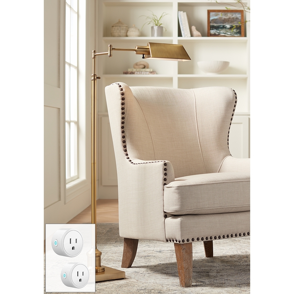 Regency Hill Jenson Aged Brass Pharmacy Floor Lamp with Smart Socket - Image 0