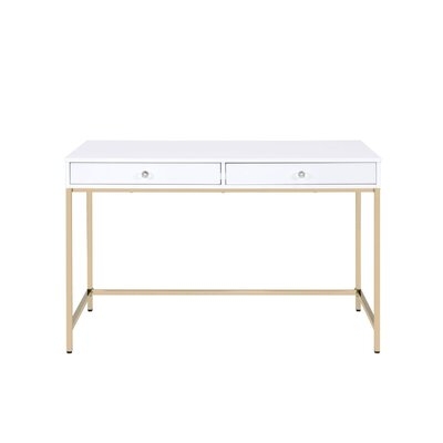 Desk In White High Gloss & Gold - Image 0