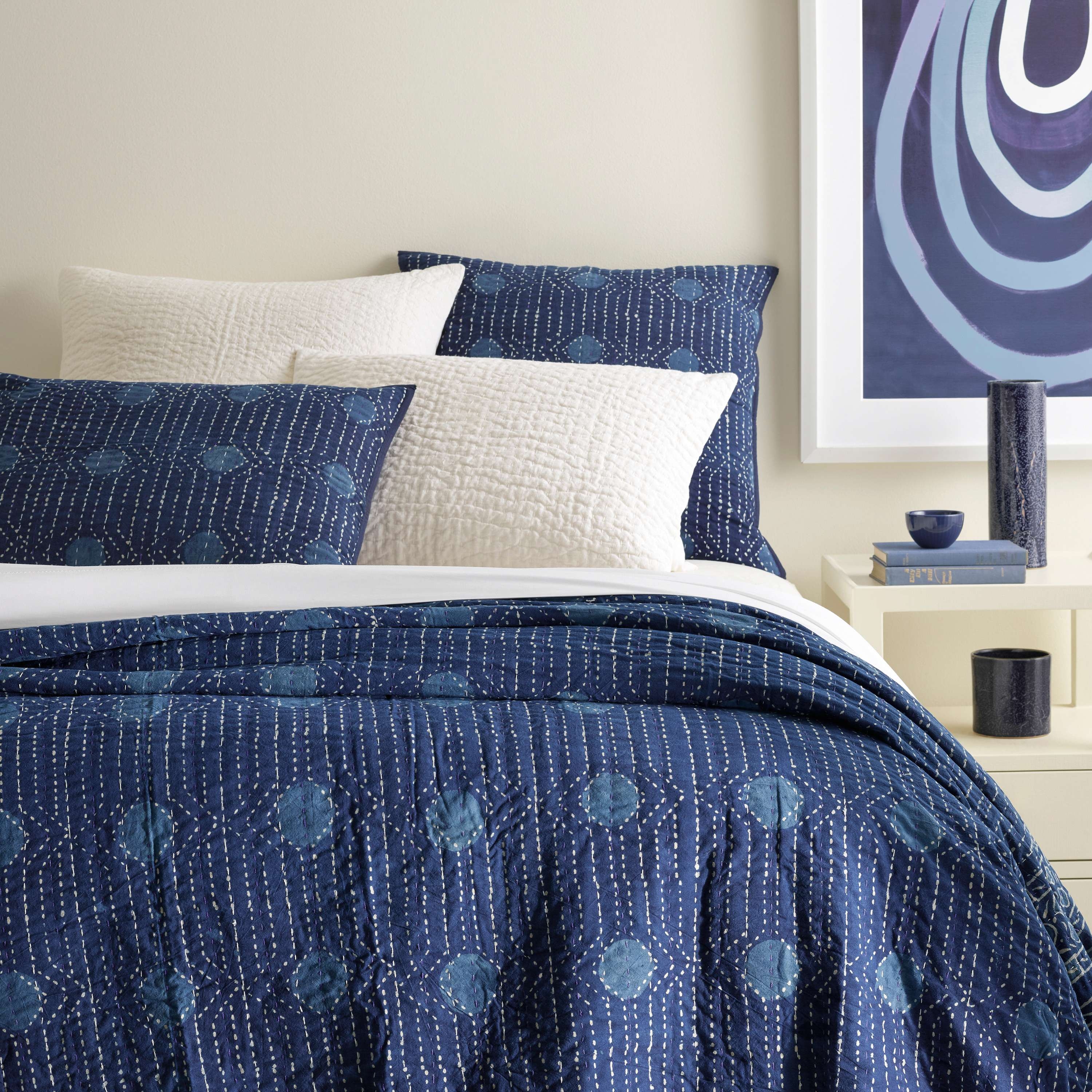 Resist Dot Indigo coverlet - Image 0