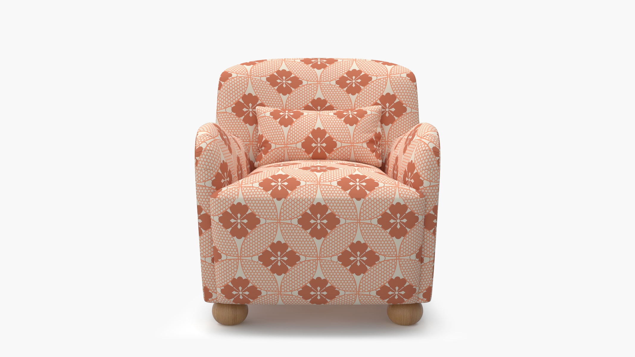 Club Chair, Coral Solaire, Natural Bun Foot - Image 0
