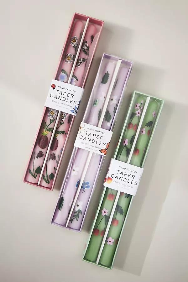 Faye Handpainted Taper Candles, Set of 2 - Image 0