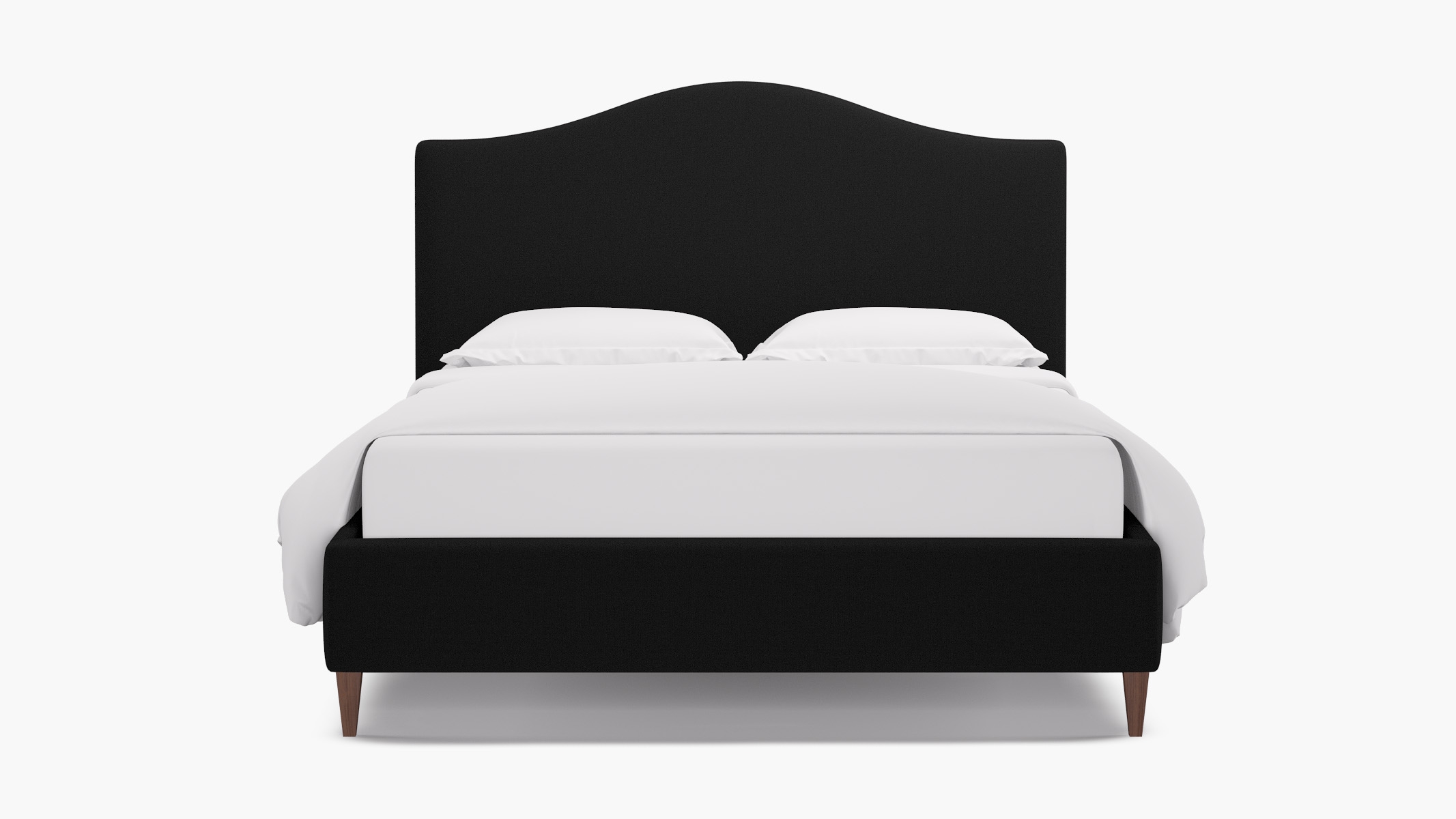 Camelback Bed, Raven Everyday Linen, Walnut Square Tapered Leg, King - Image 0