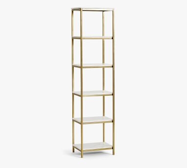 Delaney Marble Tall Bookcase, Brass - Image 3