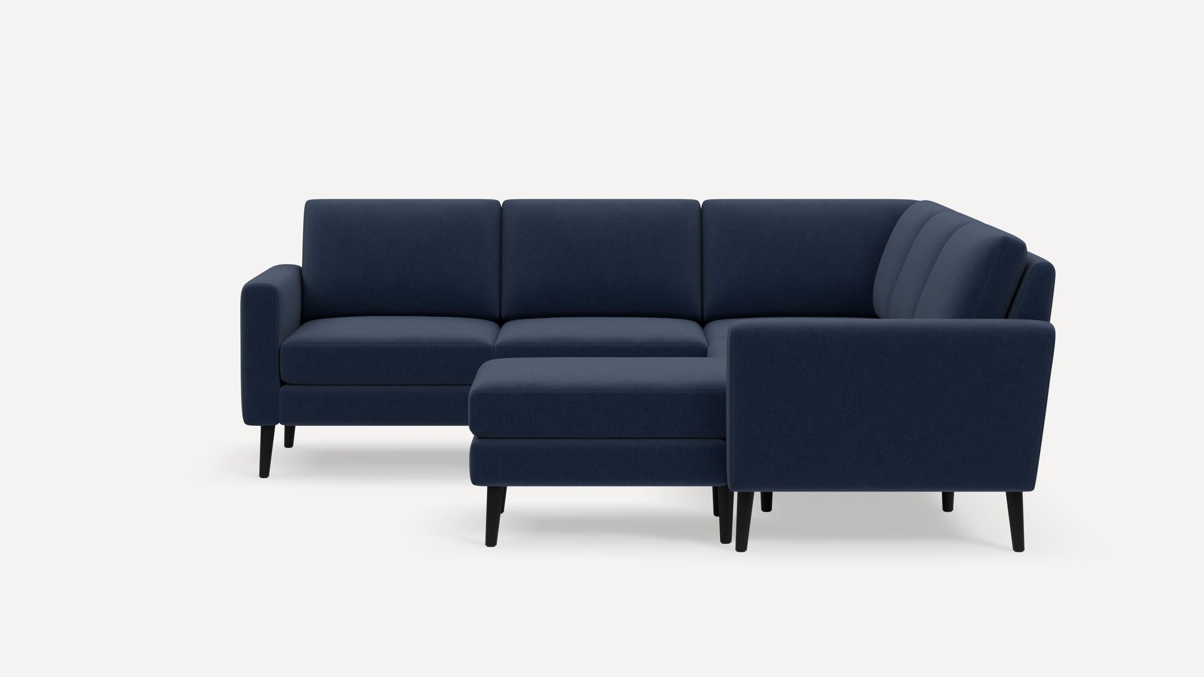 Nomad 5-Seat Corner Sectional with Chaise - Navy Blue - Performance Flatweave / Ebony - Wood / Block - Image 0