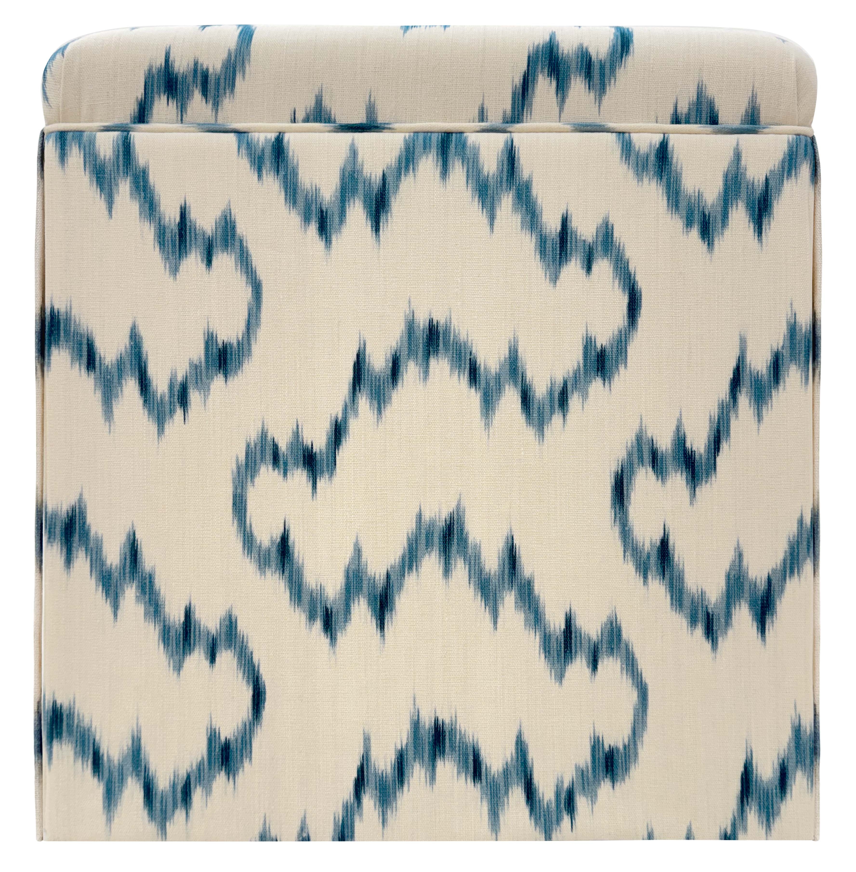 THE SKIRTED OTTOMAN :: MALLORCAN IKAT | LEE JOFA - Skirted Ottoman / BACKORDER Camel - Image 0