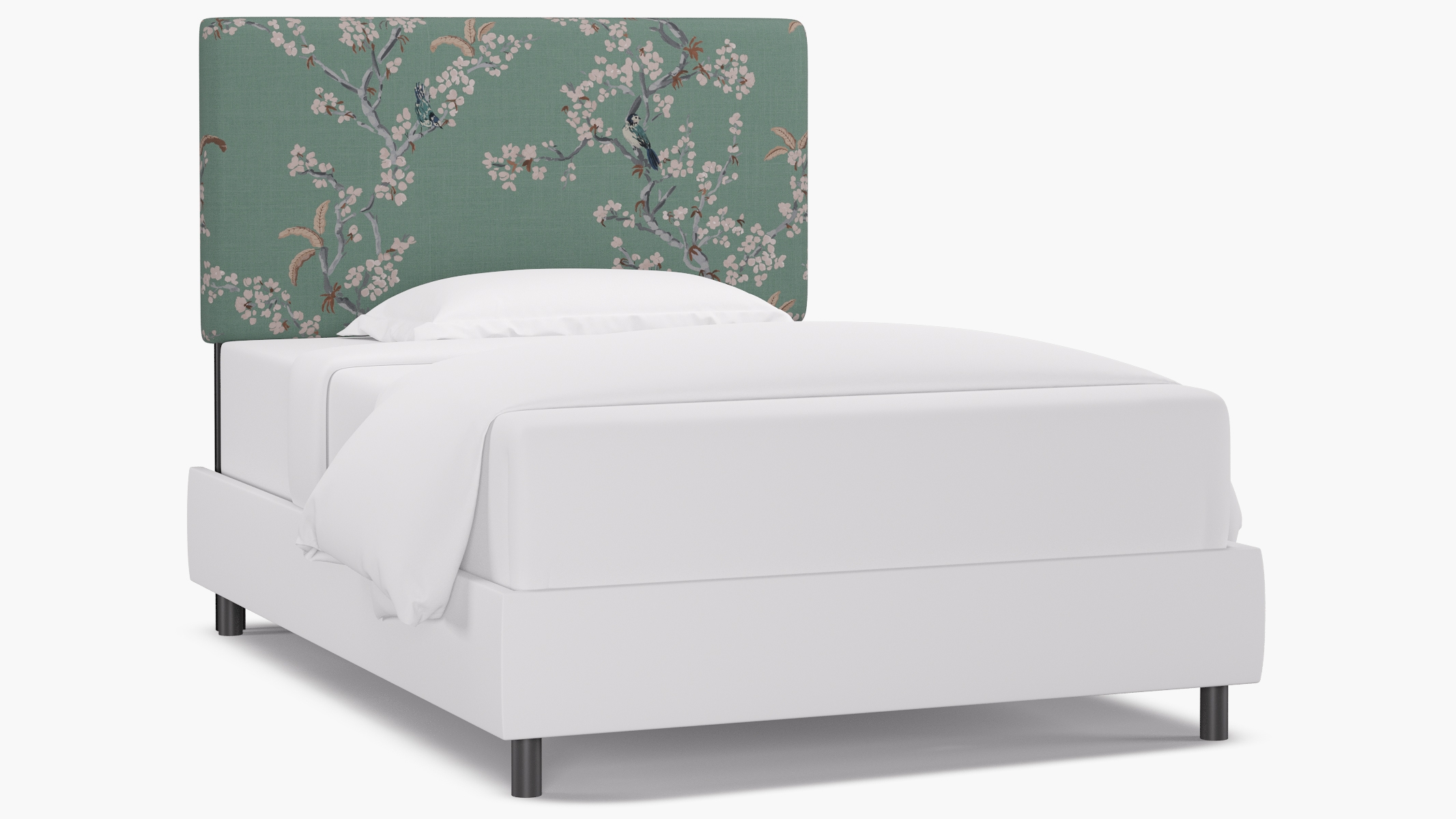 Square Back Headboard, Mint Cherry Blossom, Full - Image 0