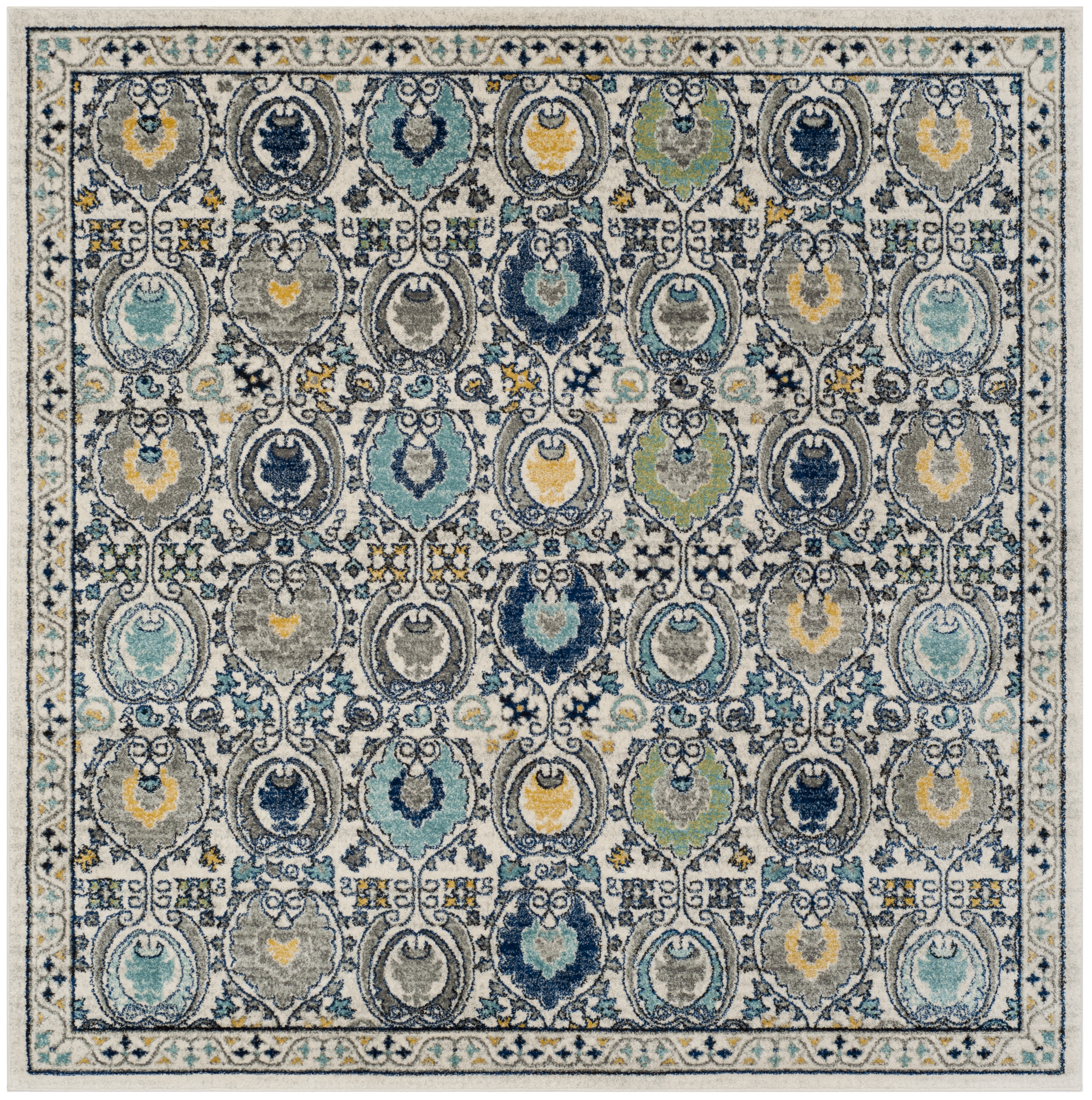 Arlo Home Woven Area Rug, EVK251D, Ivory/Grey,  6' 7" X 6' 7" Square - Image 0