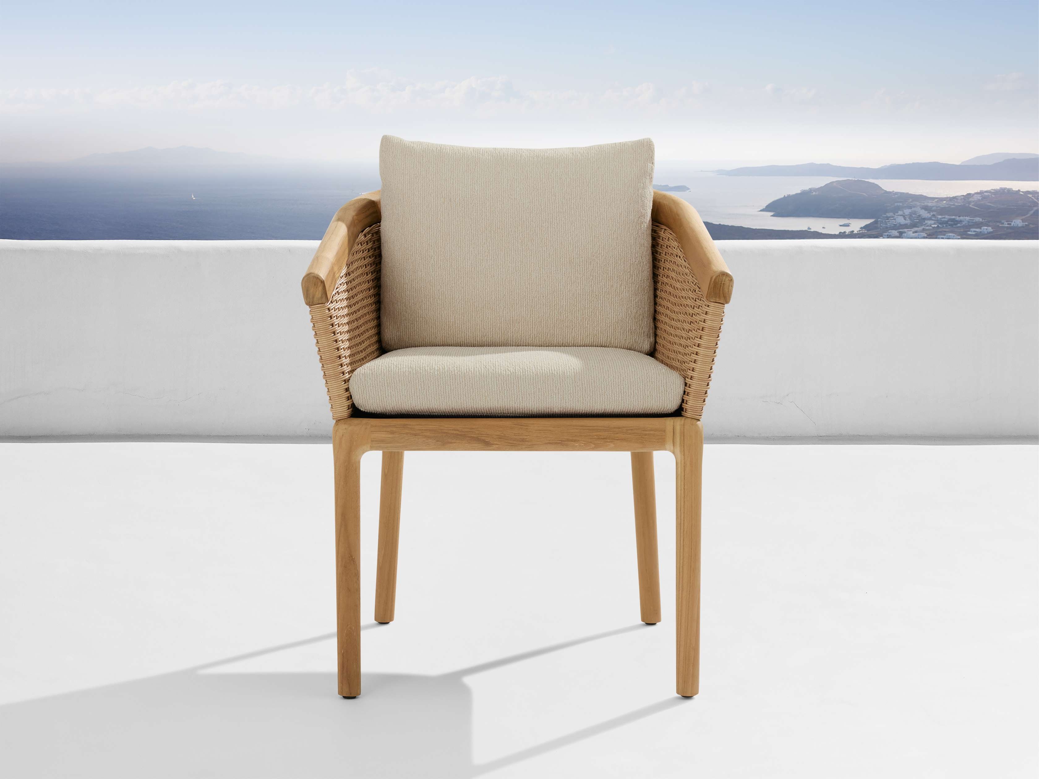 Puglia Outdoor Dining Chair Teak in Natural  Adrian Cashmere - Image 0