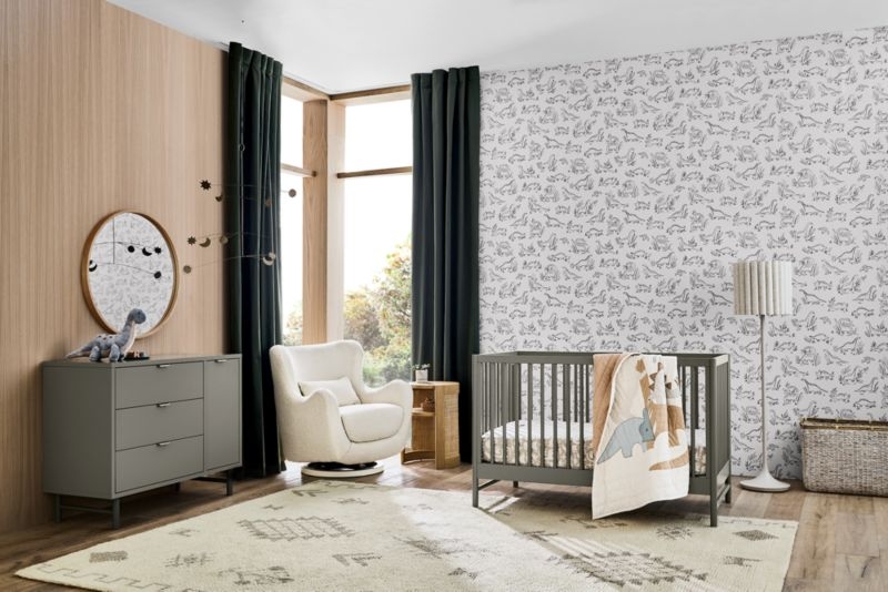 Classic Laurel Green Wood Convertible Baby Crib - Image 1