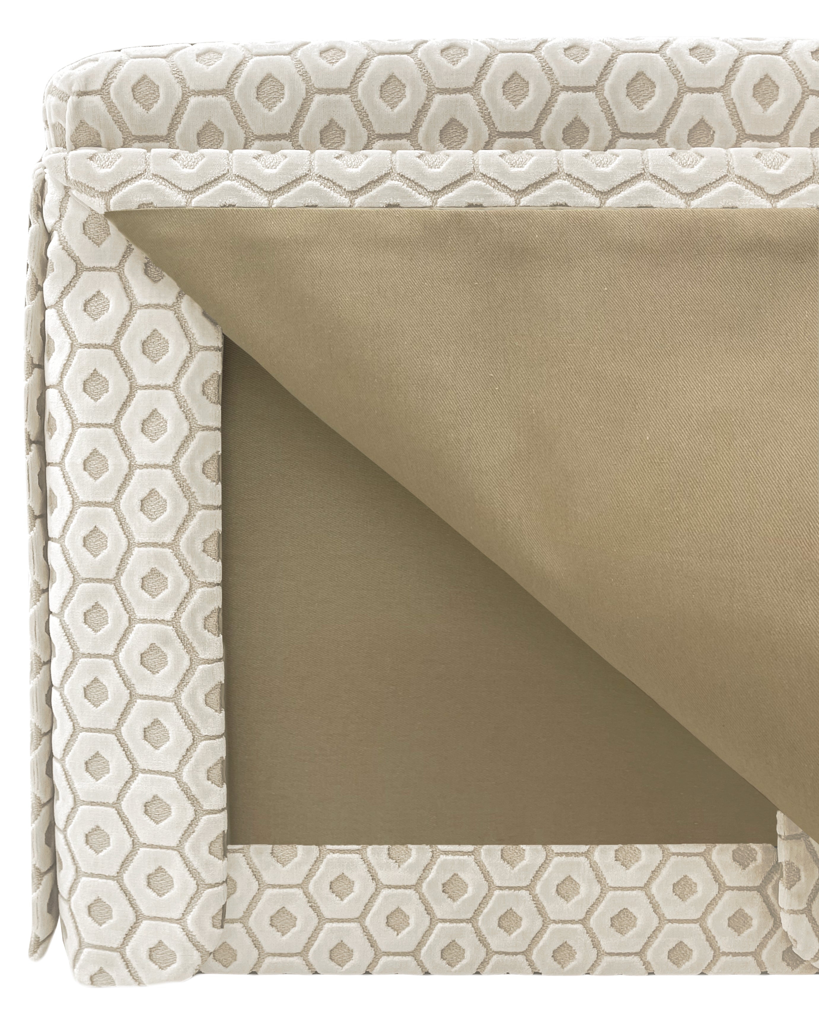 THE SKIRTED OTTOMAN :: PALOMA CUT VELVET  // ALABASTER - BY THE YARD - Image 3