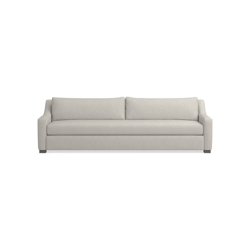 Ghent Slope Arm 108 Sofa, Down Cushion, Perennials Performance Melange Weave, Oyster, Grey Leg - Image 0