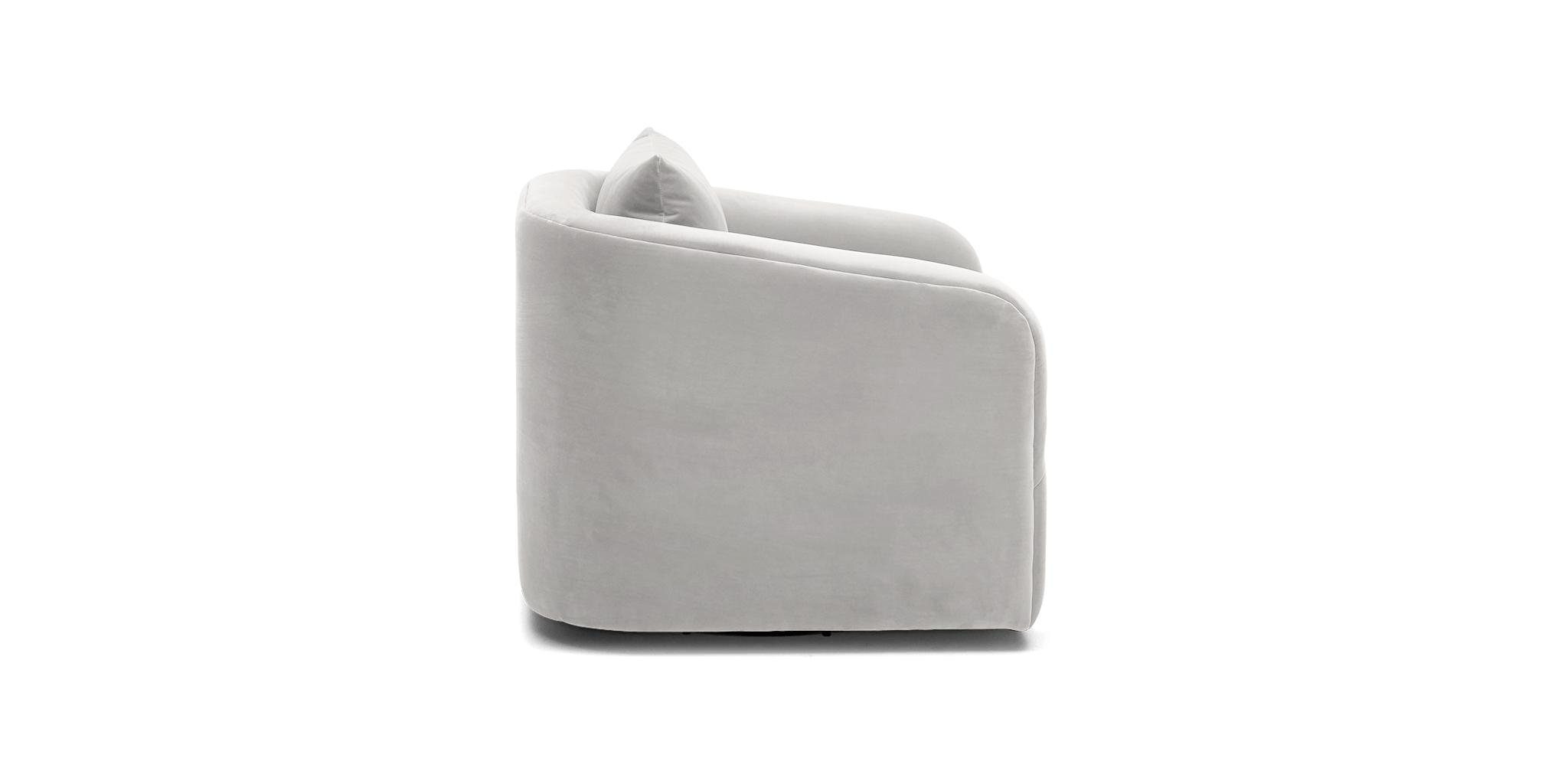 White Amelia Mid Century Modern Swivel Chair - Sunbrella Premier Fog - Image 2