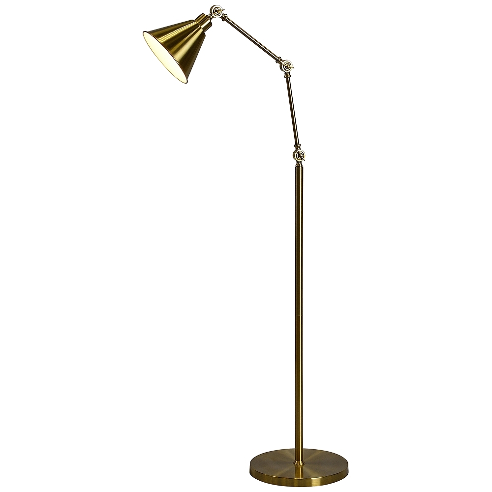 Tim Antique Brass Adjustable Metal Floor Lamp - Image 0