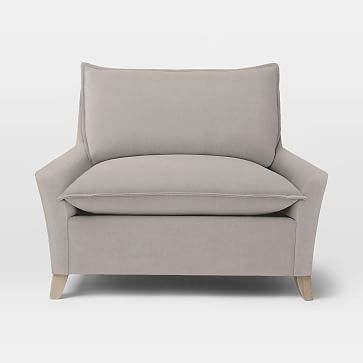 Bliss Chair and a Half, Down Blend, Performance Velvet, Silver, Ash - Image 0