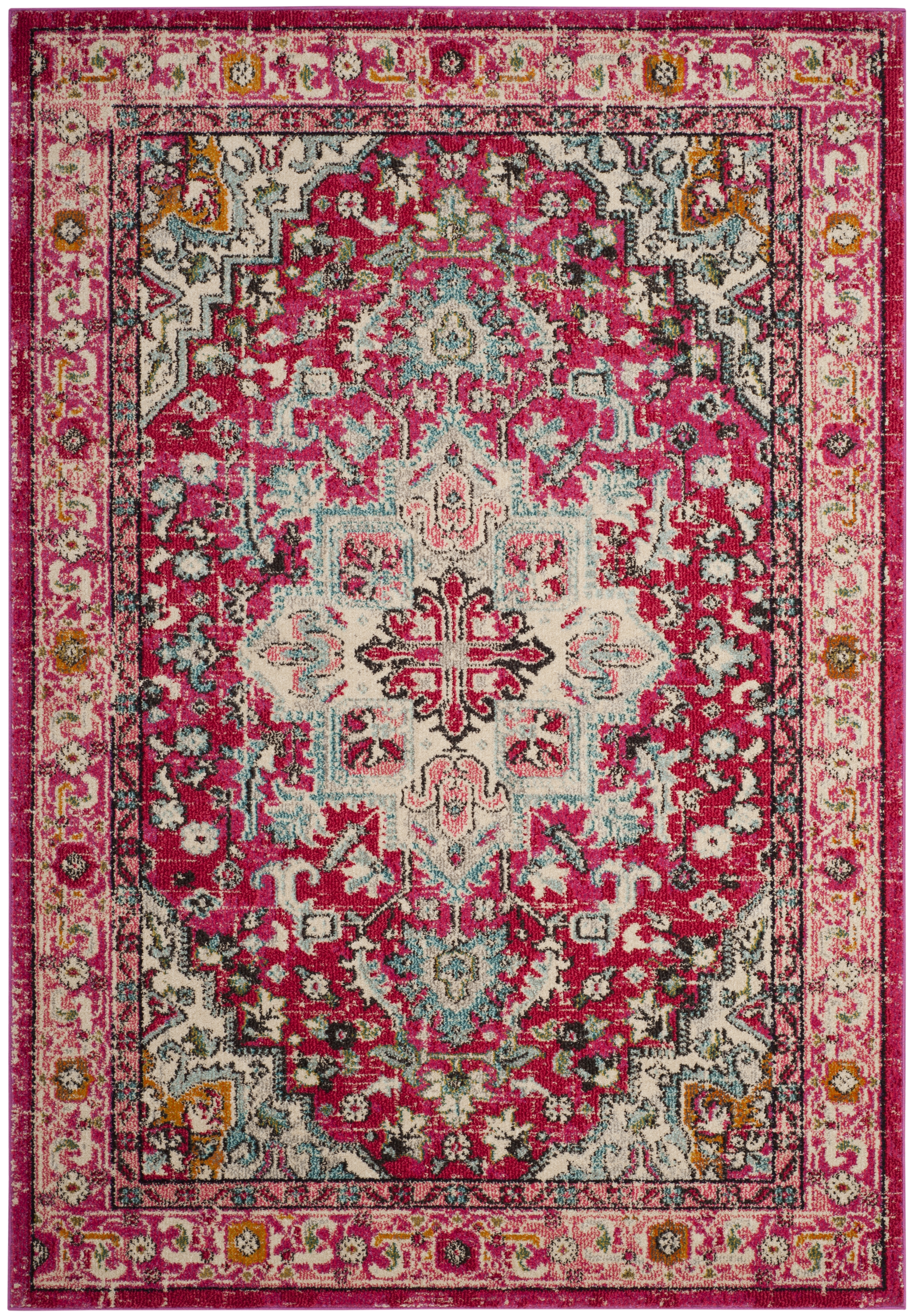 Arlo Home Woven Area Rug, MNC250J, Fuchsia/Light Blue,  6' 7" X 9' 2" - Image 0