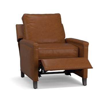 Tyler Square Arm Leather Power Tech Recliner, Down Blend Wrapped Cushions, Churchfield Ebony - Image 4