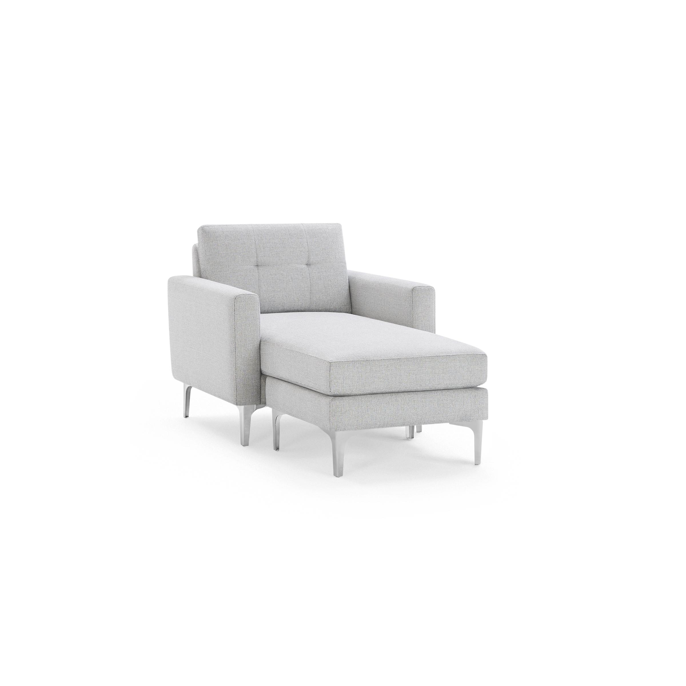 Nomad Armchair with Chaise - Crushed Gravel - Performance Chenille / Chrome - Metal / Block - Image 0