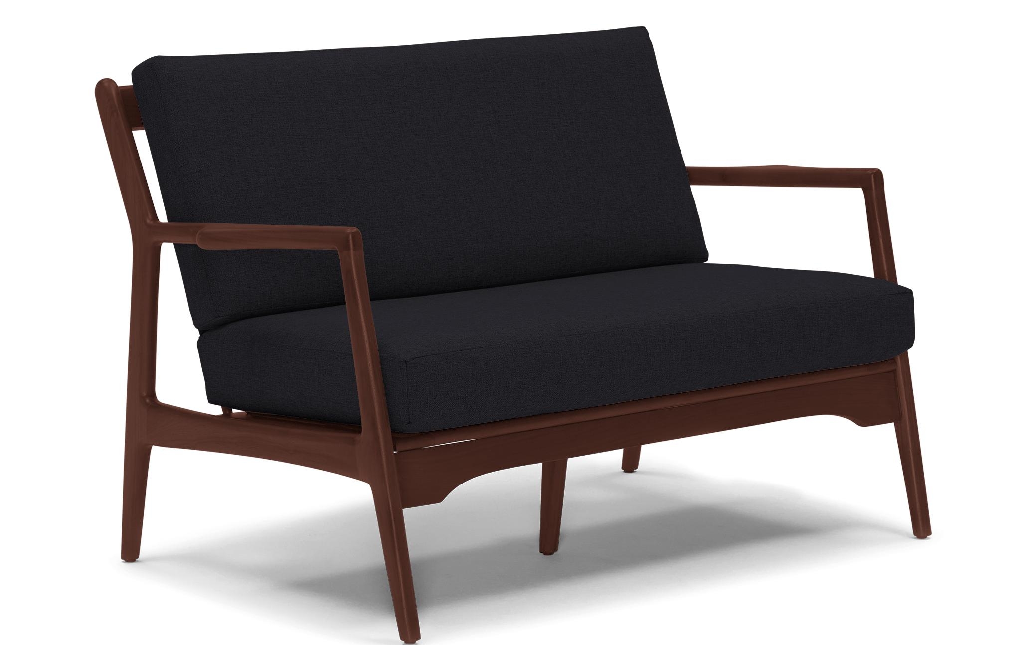 Black Collins Mid Century Modern Loveseat - Royale Gunmetal - Walnut - Image 1