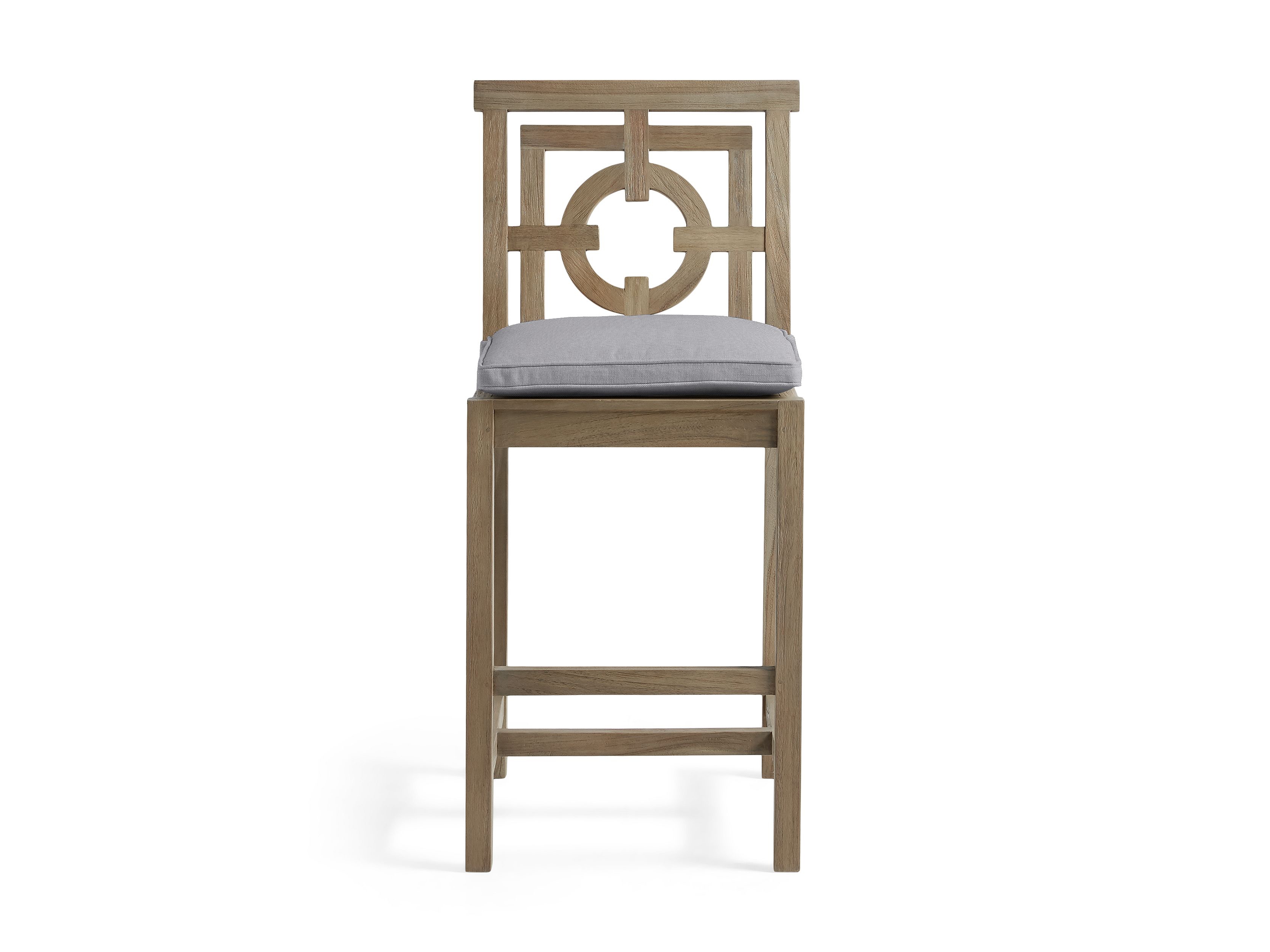 Hamptons Outdoor Barstool in Weathered Fawn All Weather Wicker White  Maritime Zinc  - Image 0