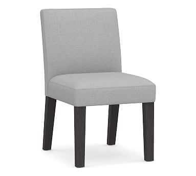 Classic Upholstered Dining Side Chair, Blackened Oak Legs, Brushed Crossweave Light Gray - Image 0